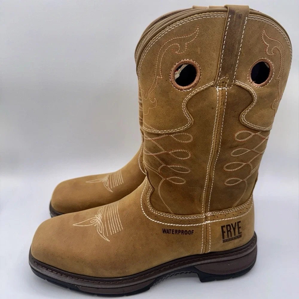 Frye Supply Safety Crafted Waterproof Boots Men's Size 10 W Wide Brown Steel Toe